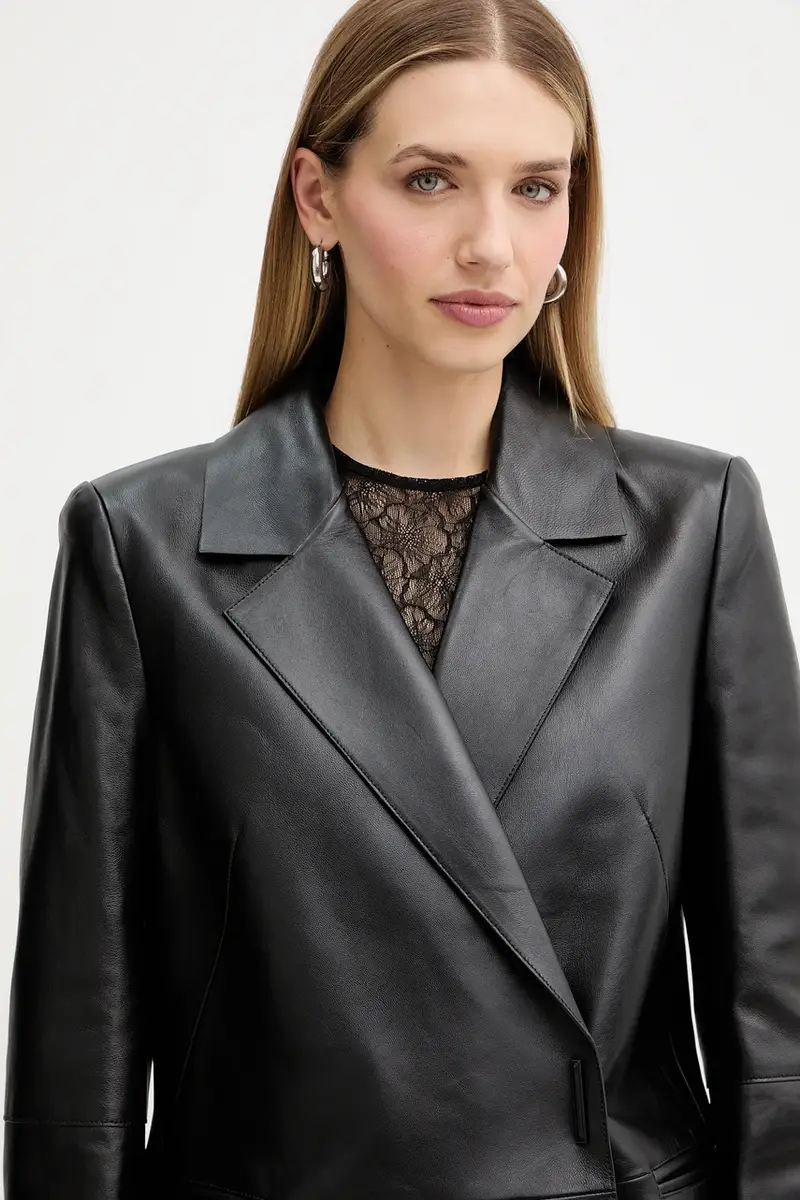 cappotto in pelle Sonnet Nero miniatura 5