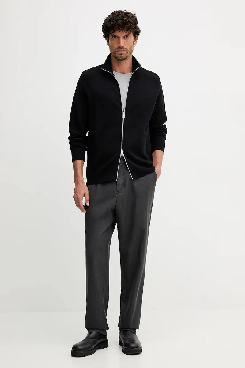 cardigan con lana colore nero 50543150 miniatura 2