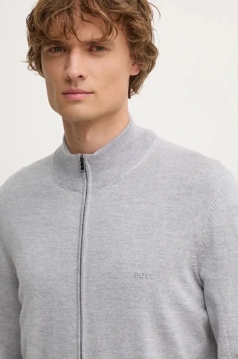 cardigan in lana colore grigio miniatura 2