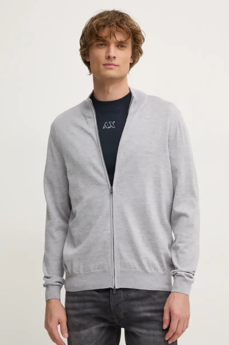 cardigan in lana colore grigio