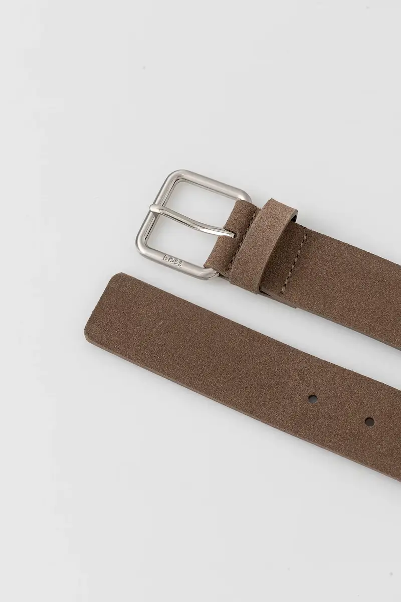 cintura in pelle scamosciata uomo colore beige 50553301 Verde miniatura 2