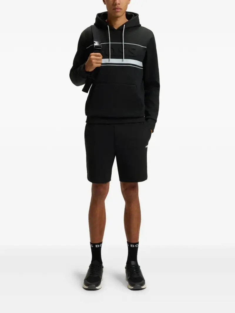 Felpa con Cappuccio con Logo Goffrato Nera Nero miniatura 3