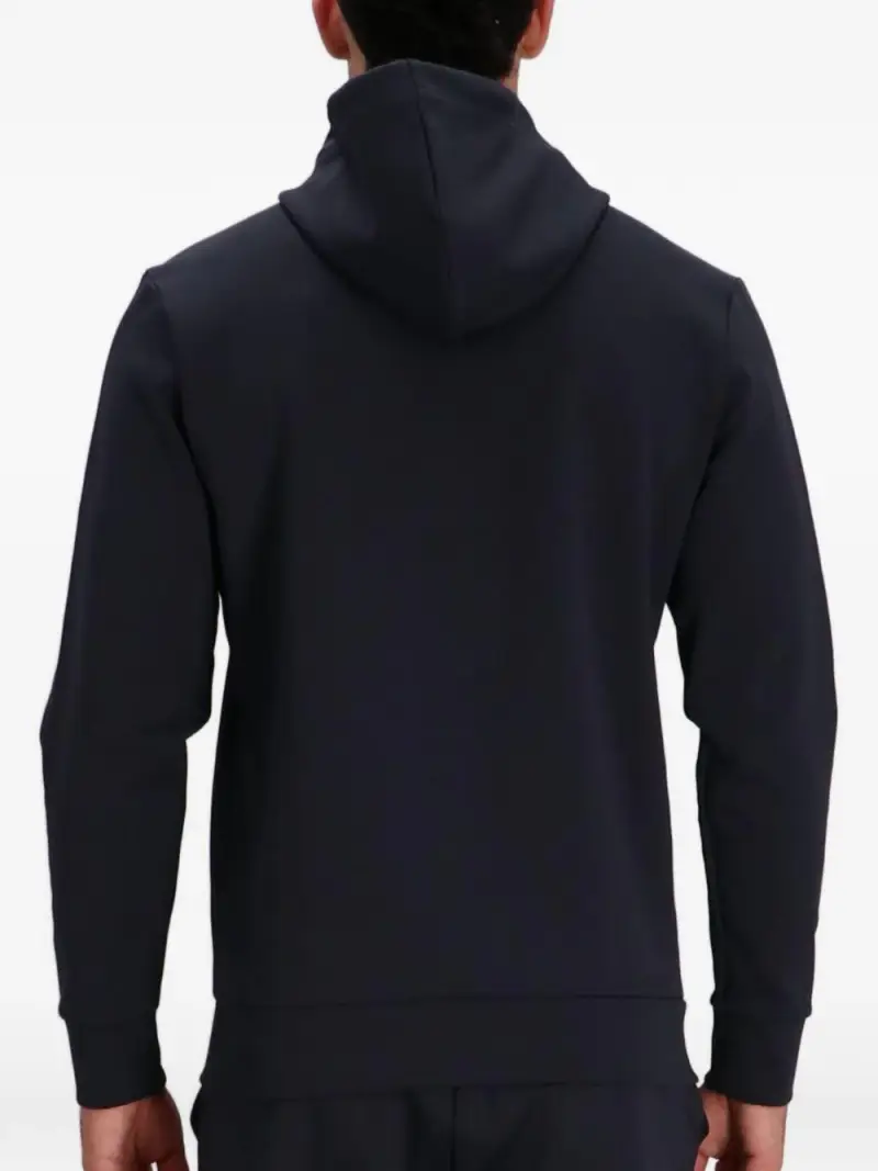 Felpa con Capuccio con Banda Logata Blu Scuro Grigio miniatura 2