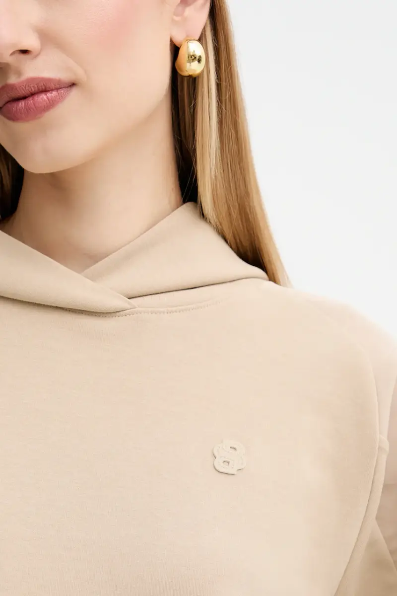 felpa donna colore beige con cappuccio 50553638 miniatura 5