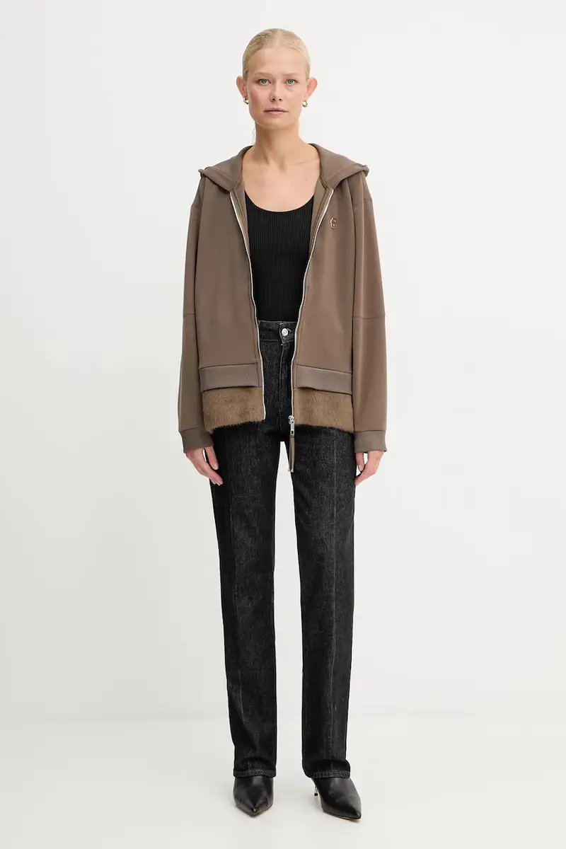 felpa donna colore marrone con cappuccio 50548731 miniatura 2