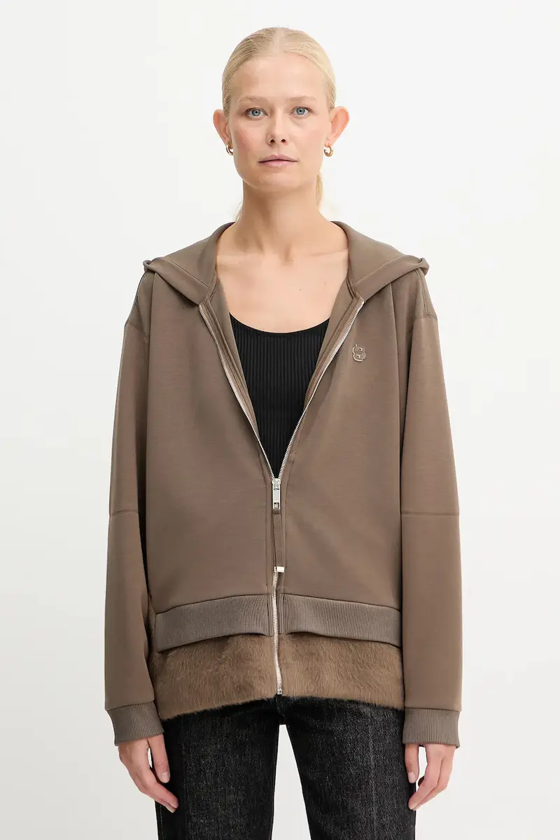 felpa donna colore marrone con cappuccio 50548731