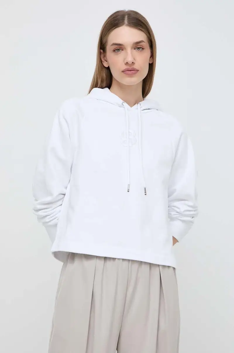 felpa in cotone donna colore bianco con cappuccio con applicazione
