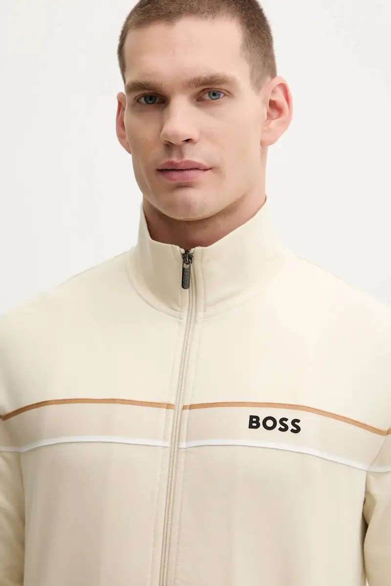 felpa in cotone uomo colore beige con applicazione 50550612 miniatura 4