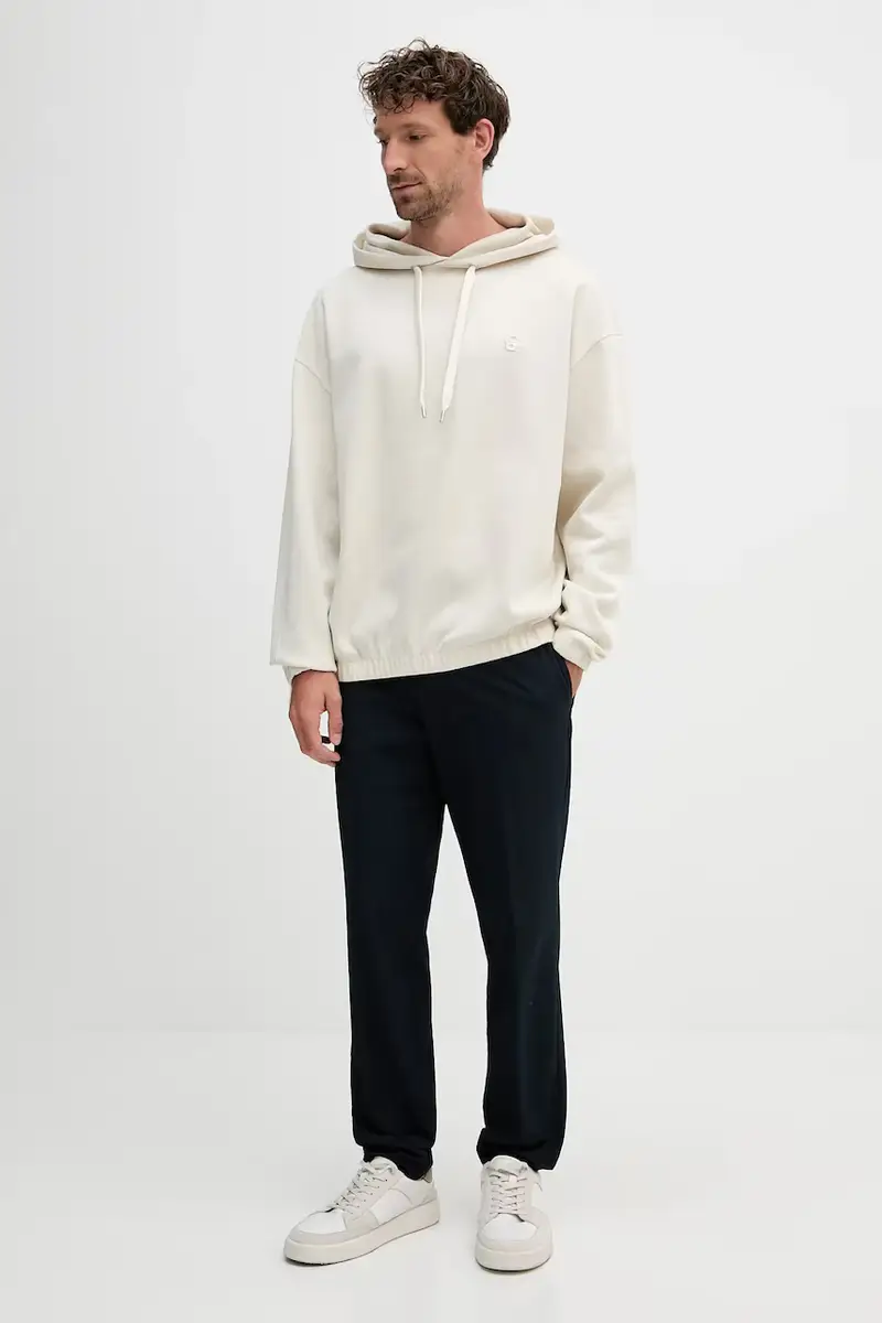 felpa in cotone uomo colore beige con cappuccio 50544099 miniatura 2