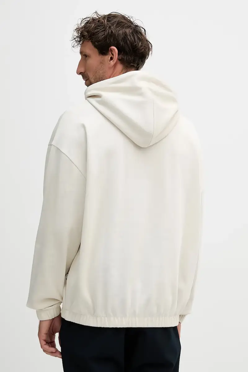 felpa in cotone uomo colore beige con cappuccio 50544099 miniatura 3