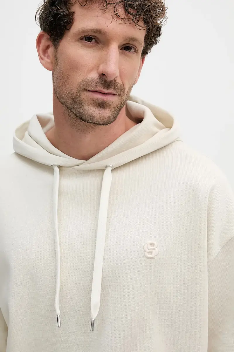 felpa in cotone uomo colore beige con cappuccio 50544099 miniatura 4