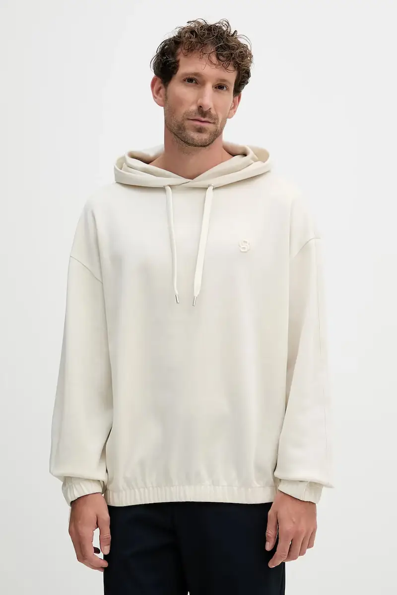 felpa in cotone uomo colore beige con cappuccio 50544099