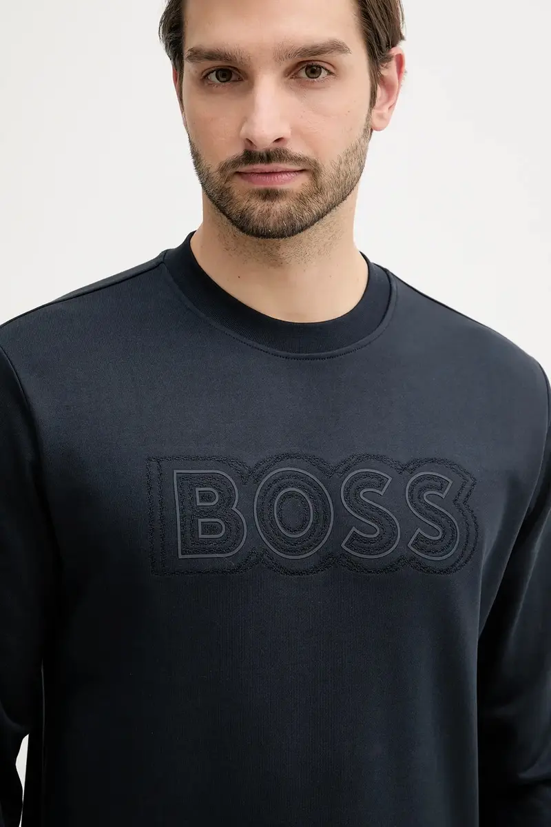 felpa in cotone uomo colore blu navy con applicazione 50543914 miniatura 4