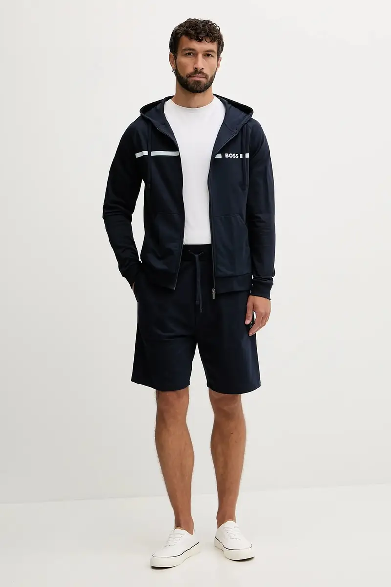 felpa in cotone uomo colore blu navy con cappuccio 50550571 miniatura 2