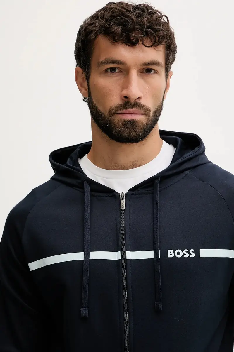 felpa in cotone uomo colore blu navy con cappuccio 50550571 miniatura 4