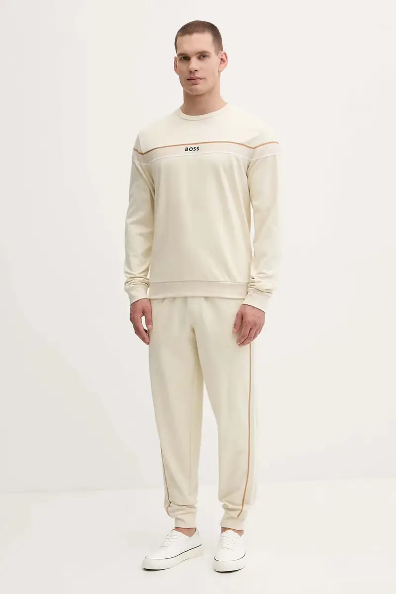 felpa in cotone uomo colore nero con applicazione 50545589 Beige miniatura 2