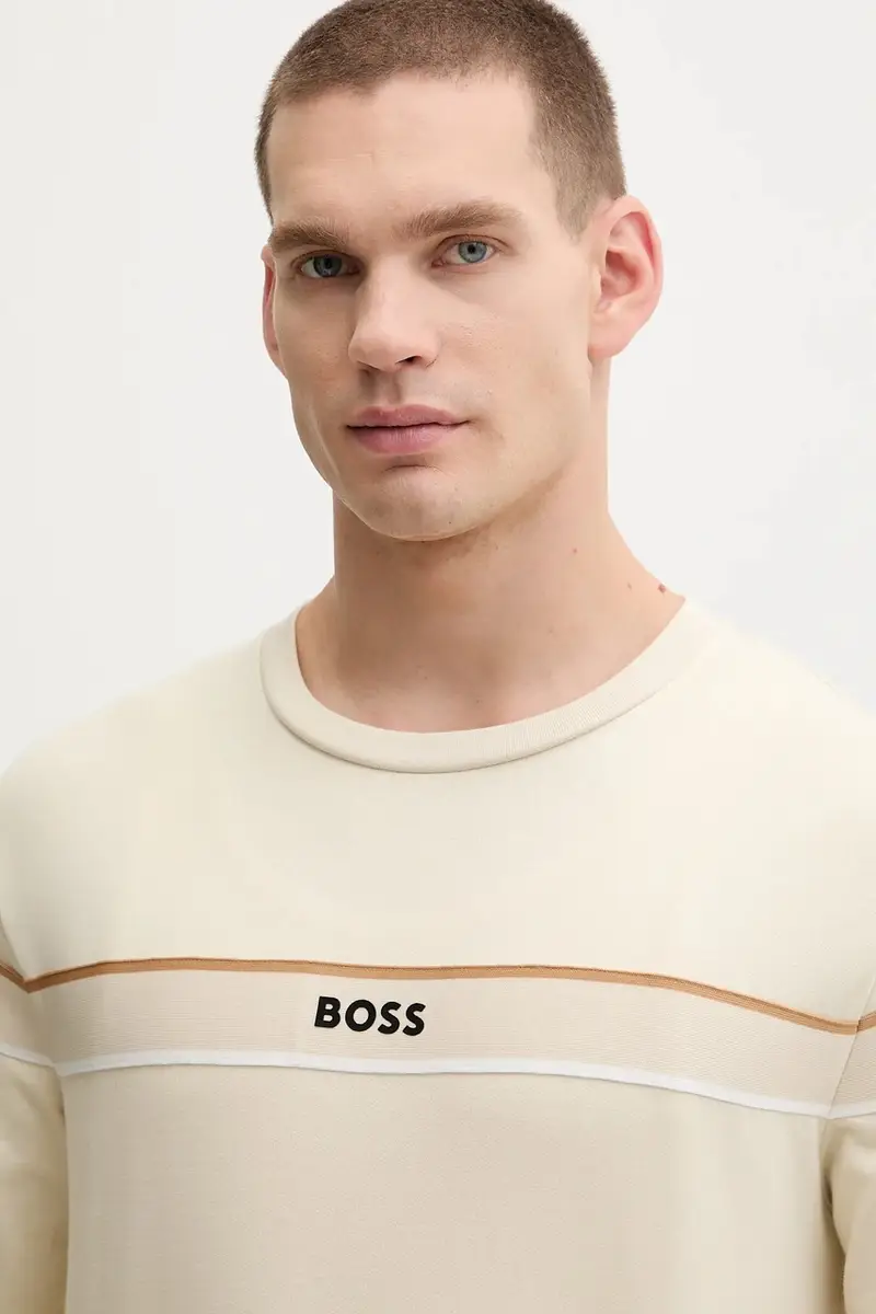 felpa in cotone uomo colore nero con applicazione 50545589 Beige miniatura 4