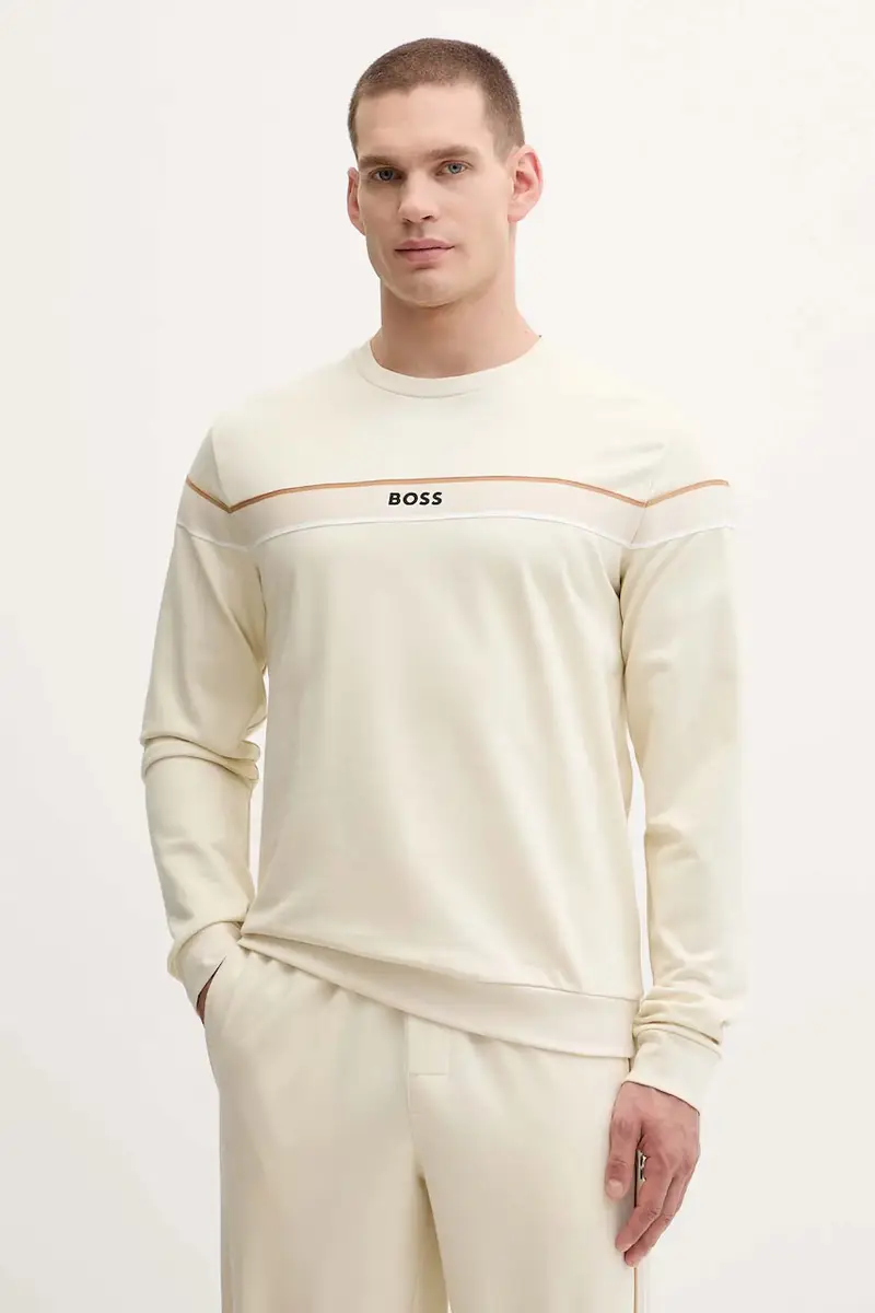 felpa in cotone uomo colore nero con applicazione 50545589 Beige