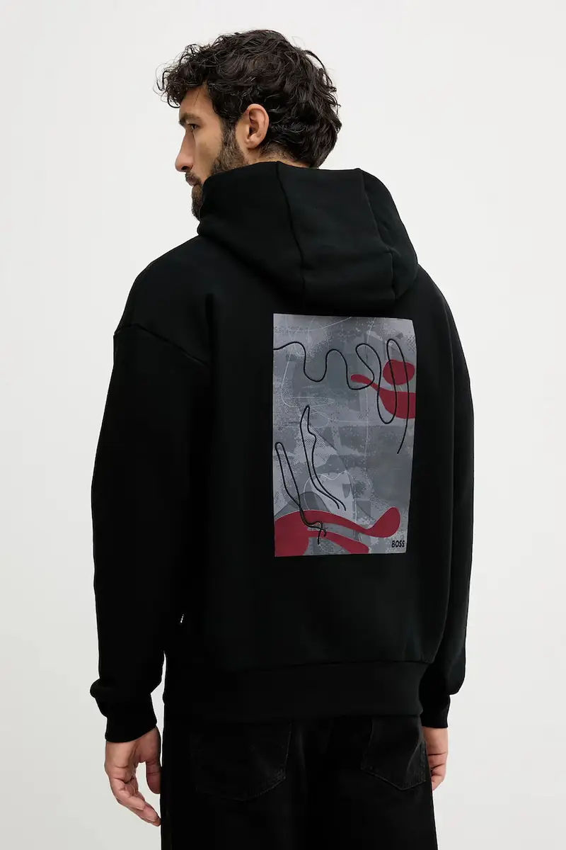 felpa in cotone uomo colore nero con cappuccio 50549682