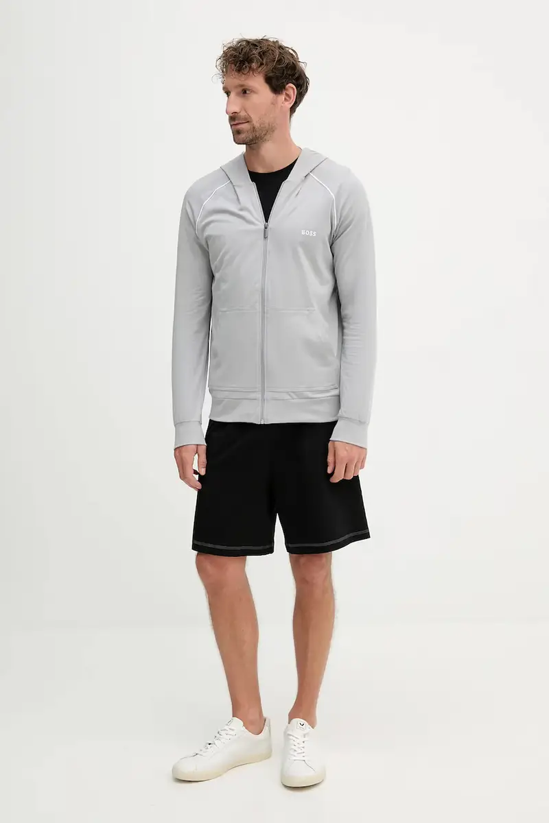 felpa lounge colore blu navy con cappuccio Grigio miniatura 2