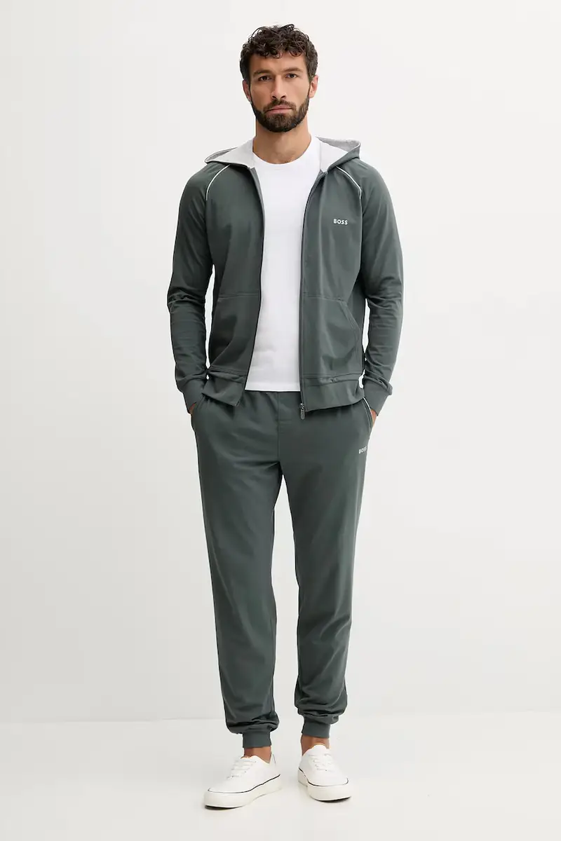 felpa lounge colore blu navy con cappuccio Verde miniatura 2