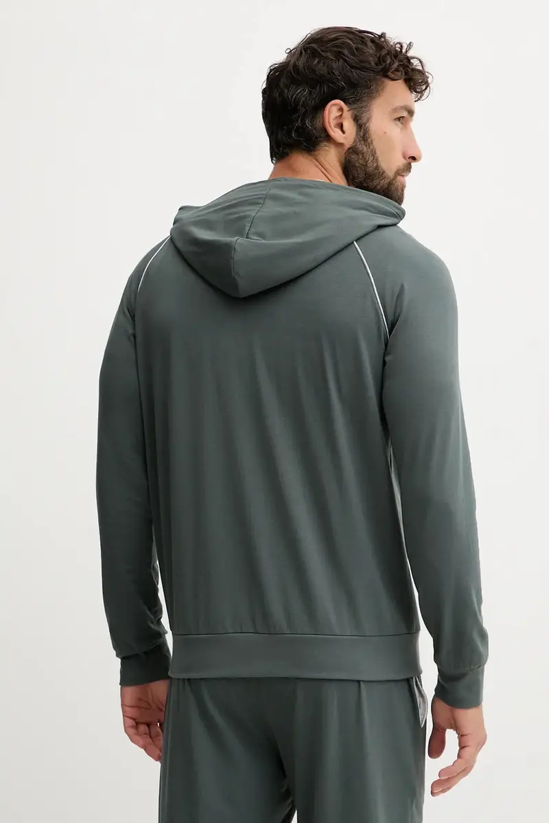 felpa lounge colore blu navy con cappuccio Verde miniatura 3