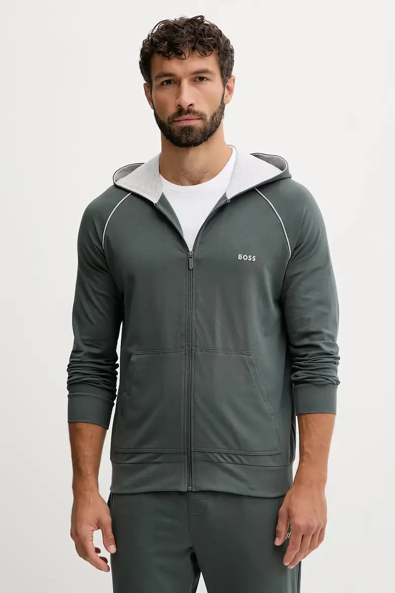 felpa lounge colore blu navy con cappuccio Verde