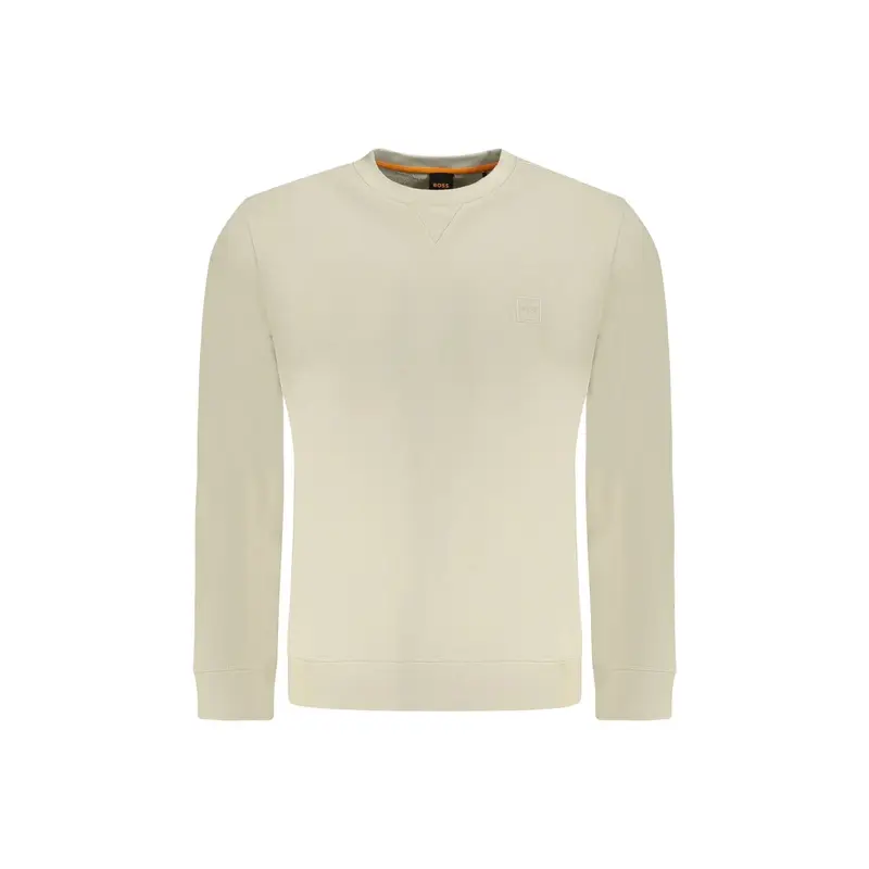 Boss Felpa Uomo beige con Ricamo