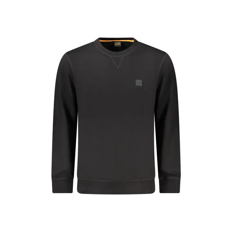 Boss Felpa Uomo Nera con Ricamo Logo