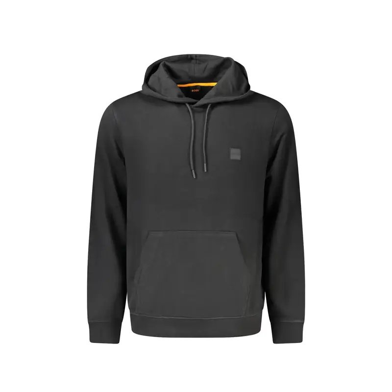 Boss Felpa Uomo Nera con Cappuccio e Ricamo