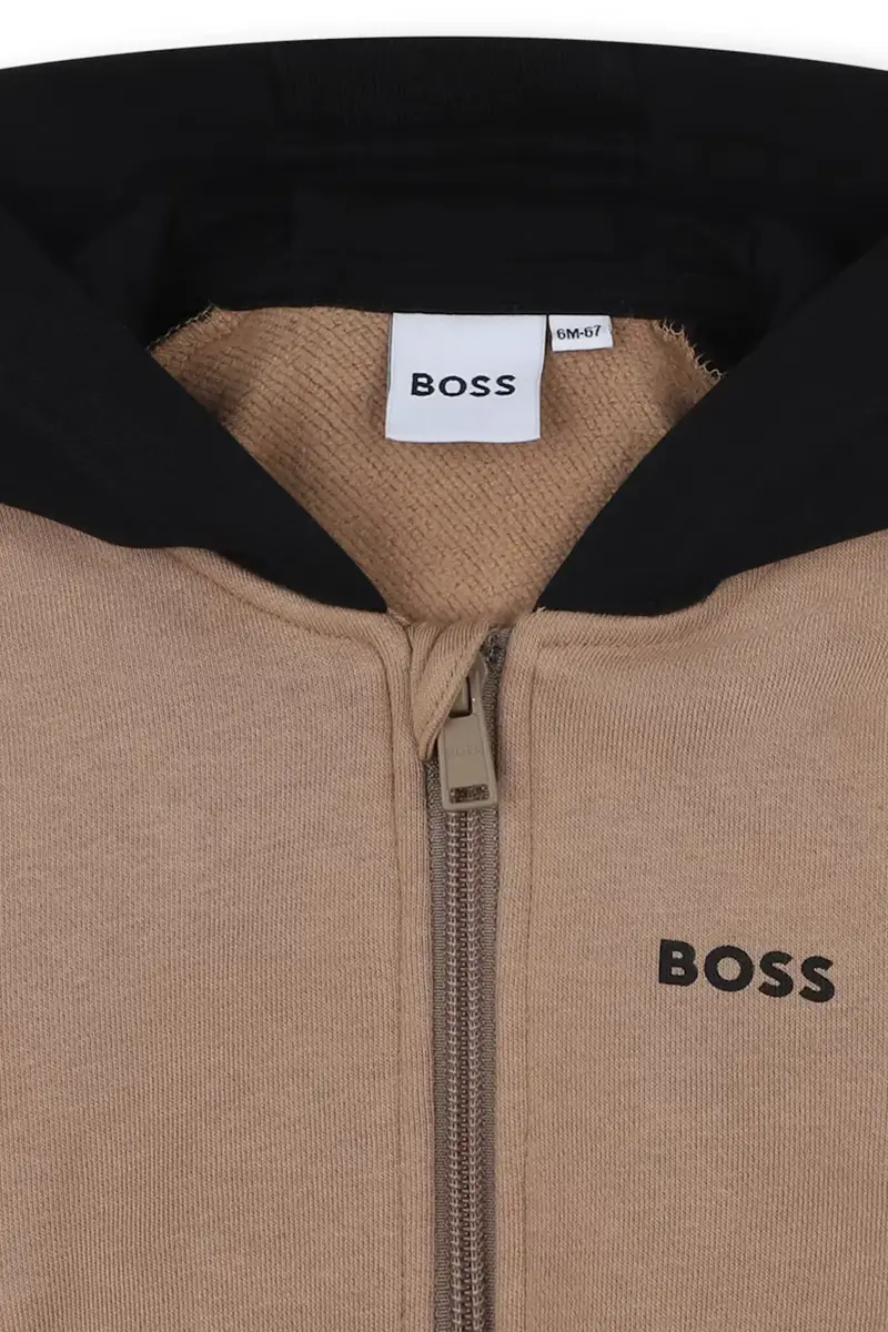 felpa neonato/a colore marrone con cappuccio J52447 miniatura 3