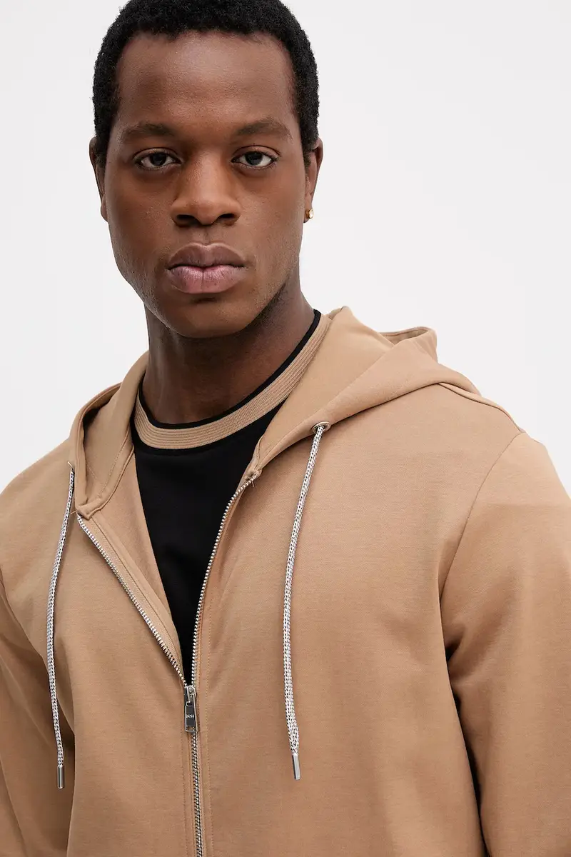 felpa uomo colore beige con cappuccio 50543427 miniatura 4