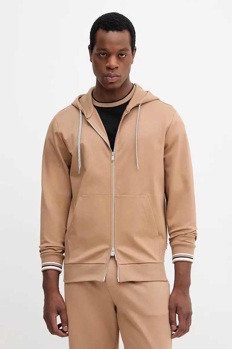 felpa uomo colore beige con cappuccio 50543427