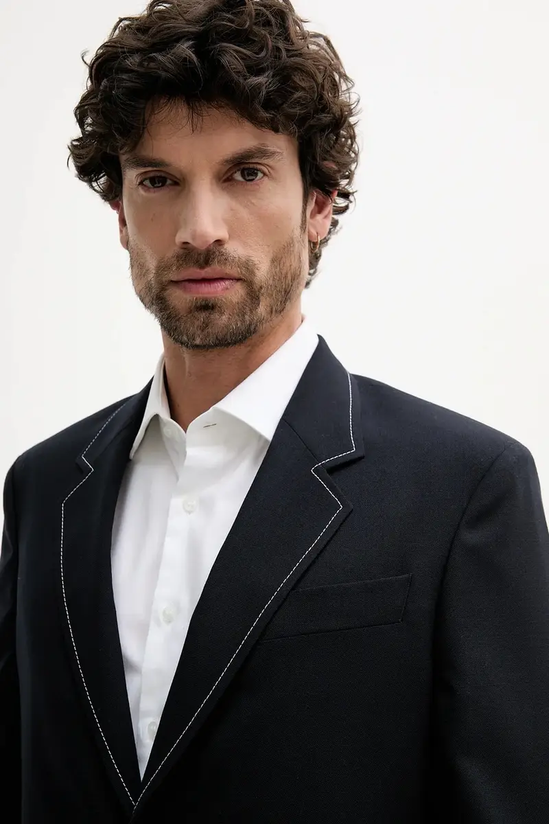 giacca in lana uomo colore blu navy 50545808 miniatura 4