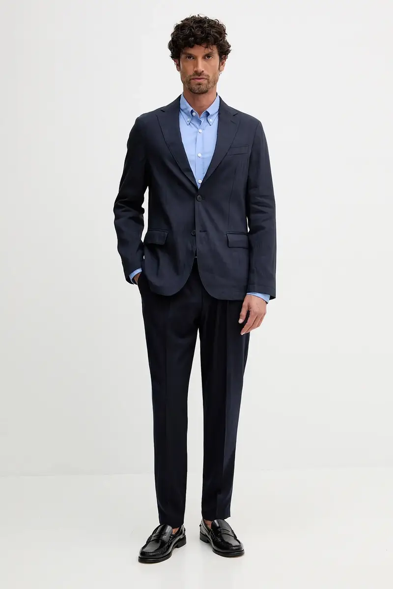 giacca in lino uomo colore blu navy 50540685 miniatura 2