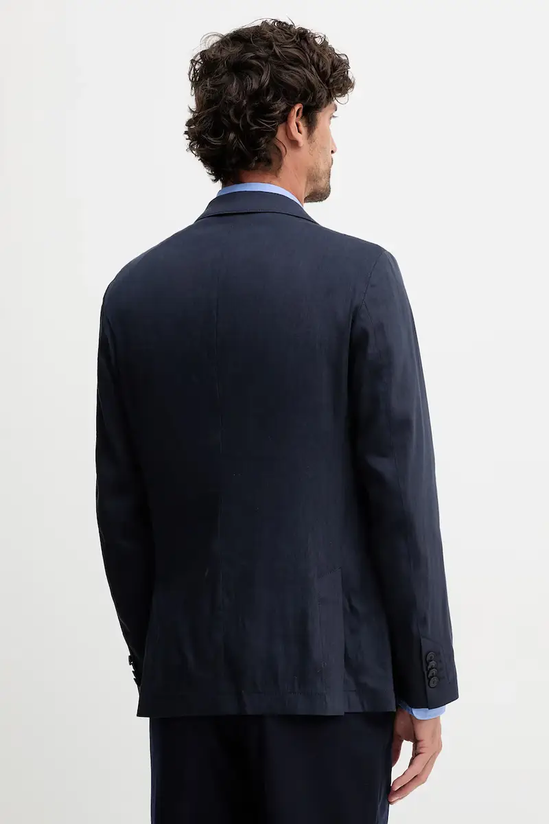 giacca in lino uomo colore blu navy 50540685 miniatura 3