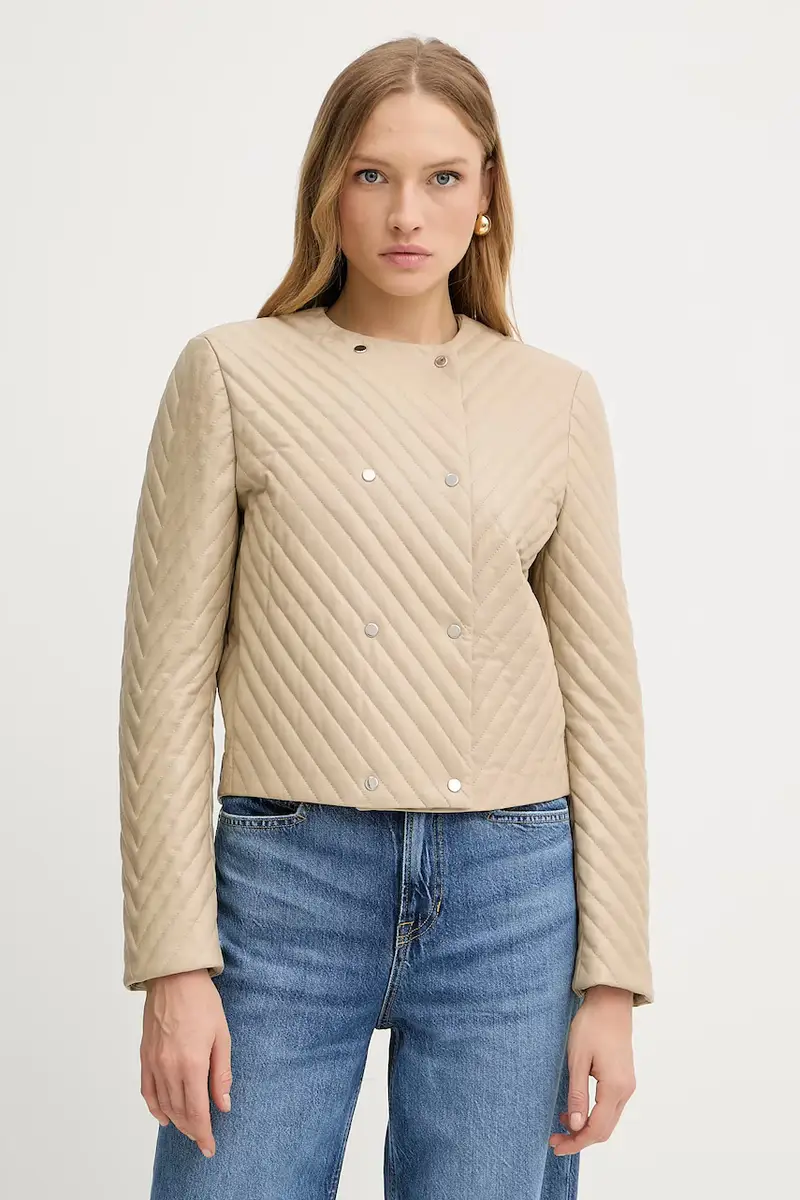giacca in pelle colore beige 50541919