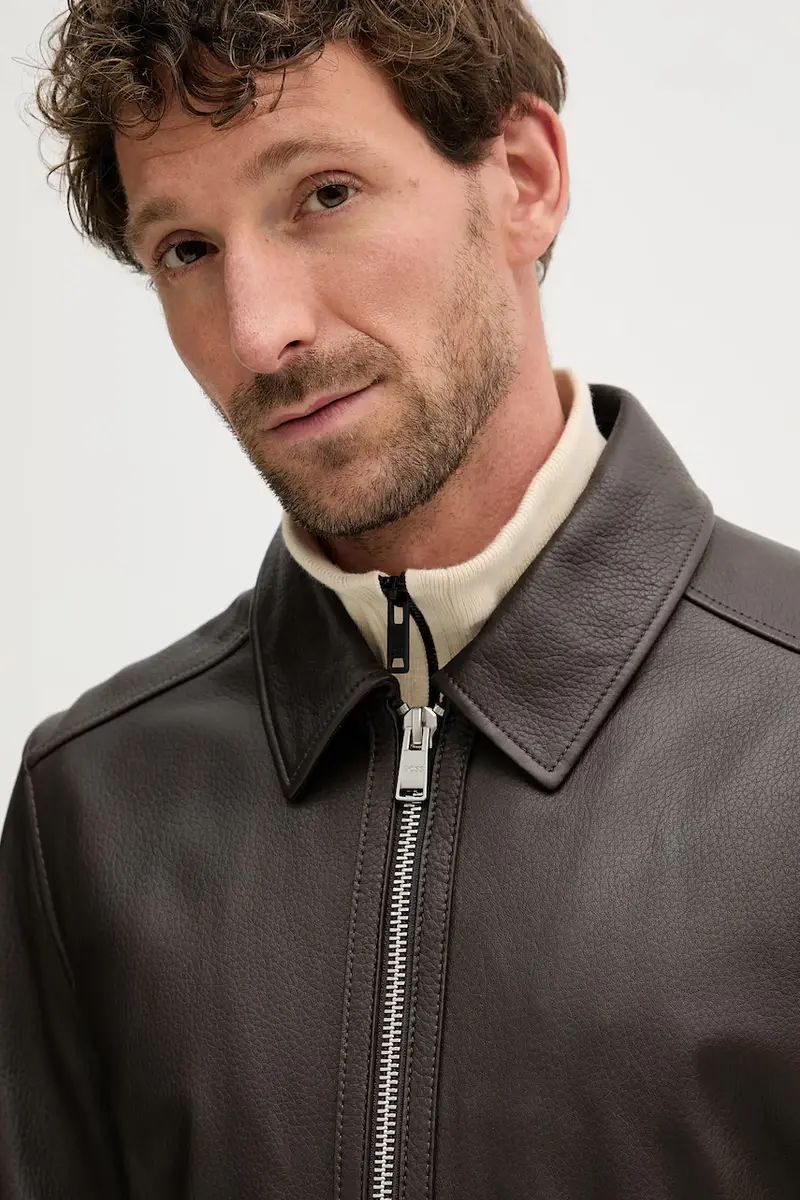 giacca in pelle colore marrone 50543214 miniatura 4