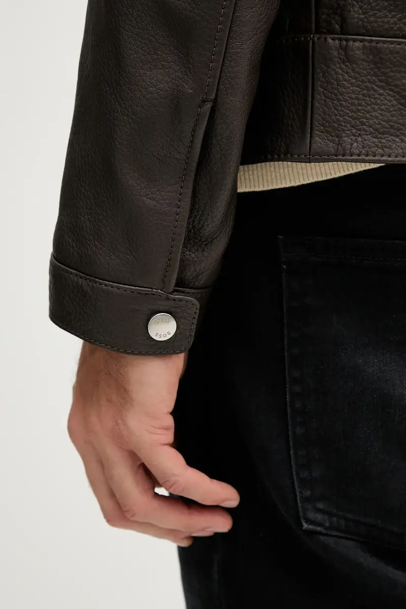 giacca in pelle colore marrone 50543214 miniatura 5