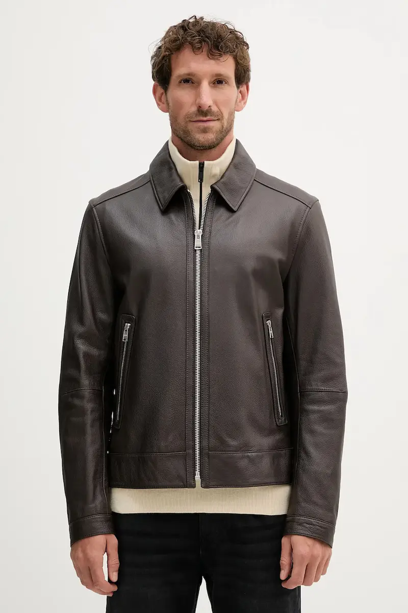 giacca in pelle colore marrone 50543214