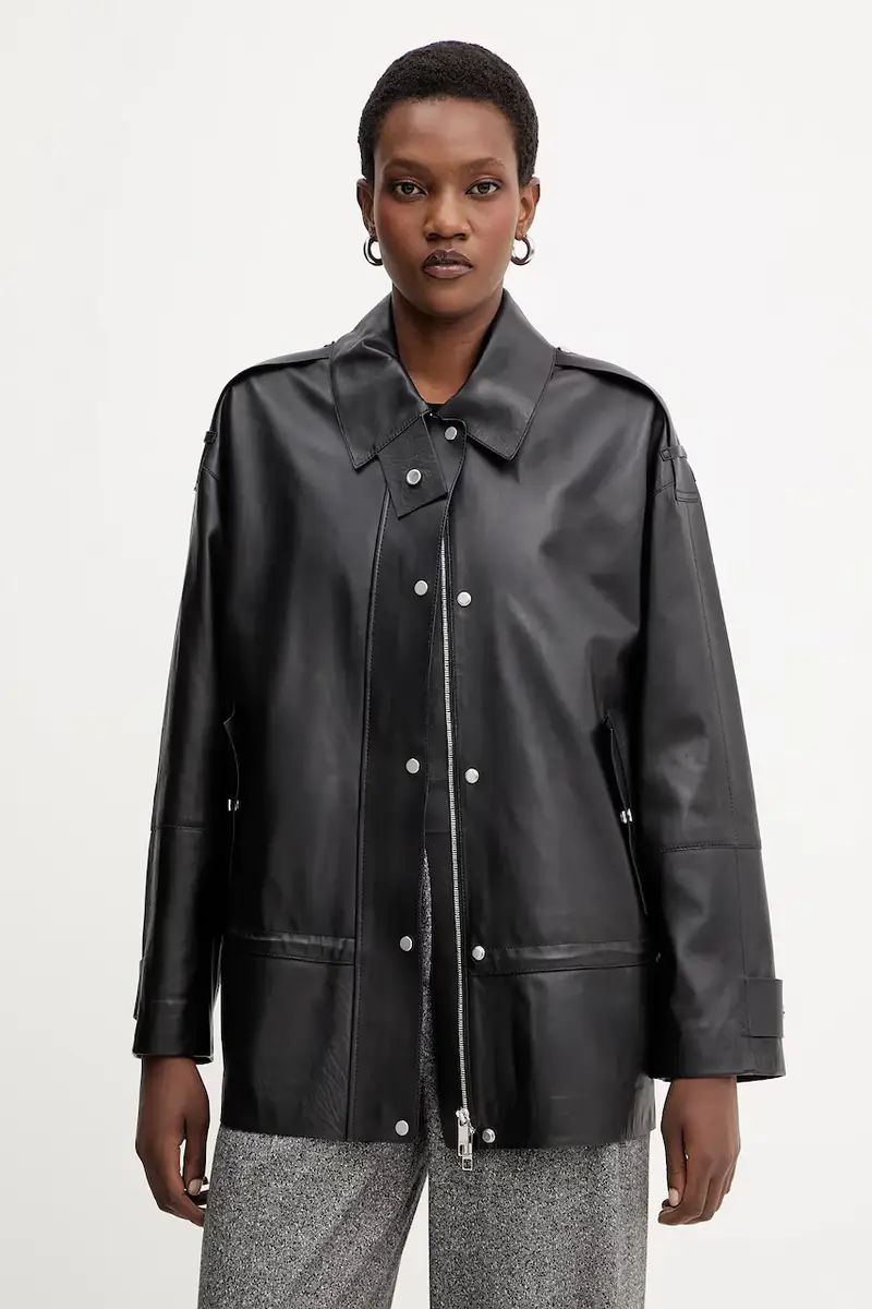 giacca in pelle colore nero 50544445 miniatura 4