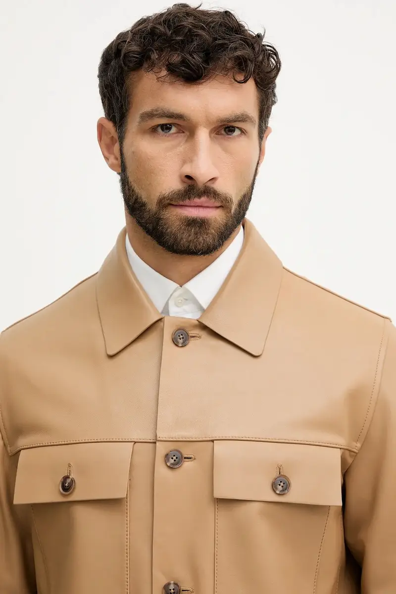 giacca in pelle colore verde 50543222 miniatura 4