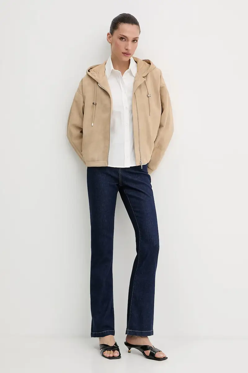 giacca in pelle scamosciata colore beige 50543211 miniatura 2