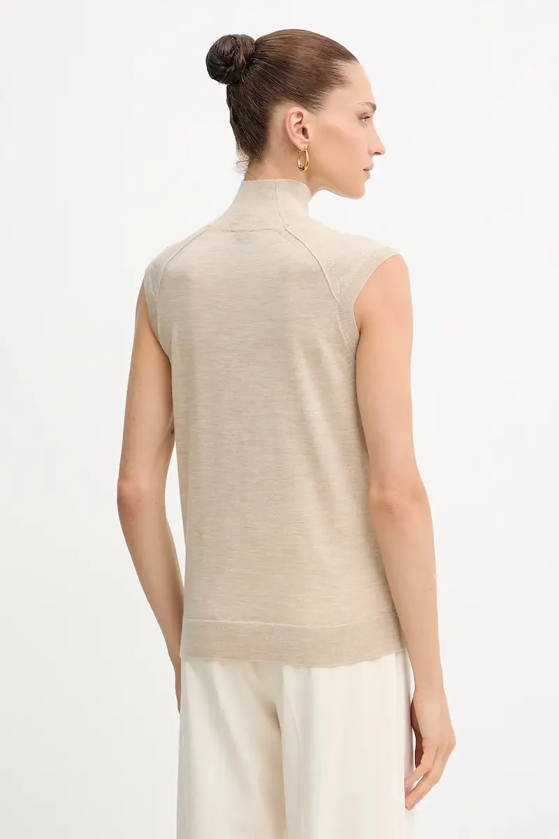 gilè in lana donna colore beige 50544998 miniatura 3