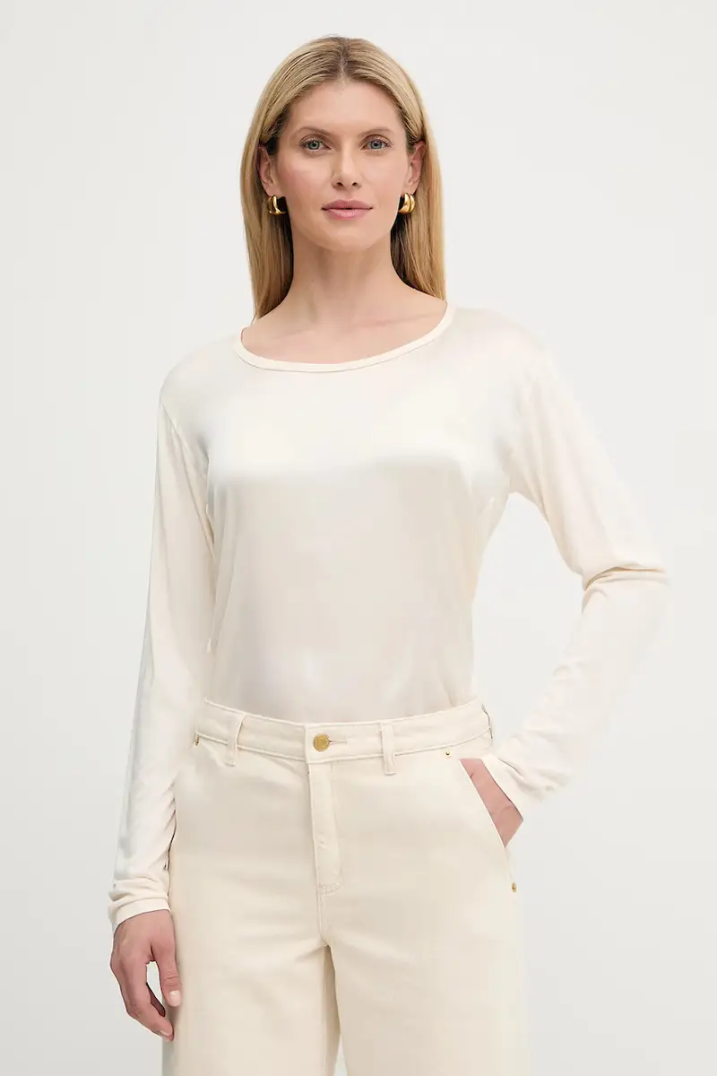 Green blusa con una miscela di seta donna colore beige 50541888