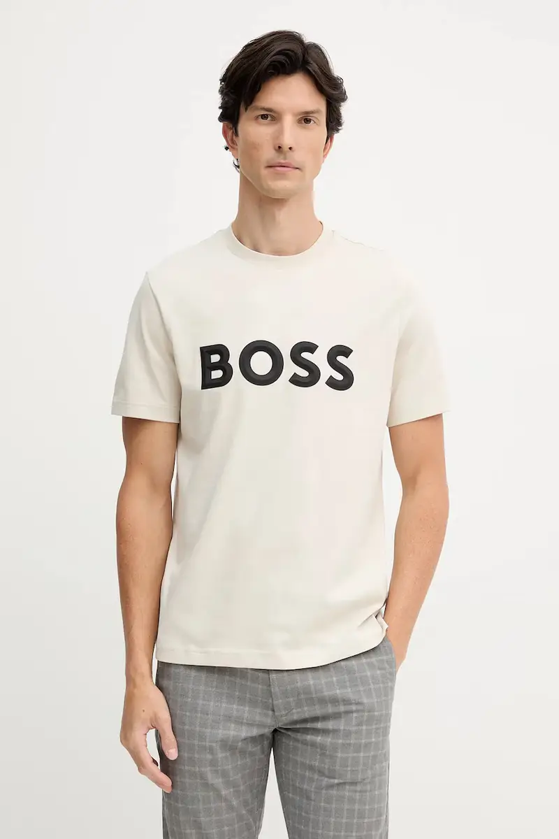 BOSS Green T-shirt Uomo Beige 3574187