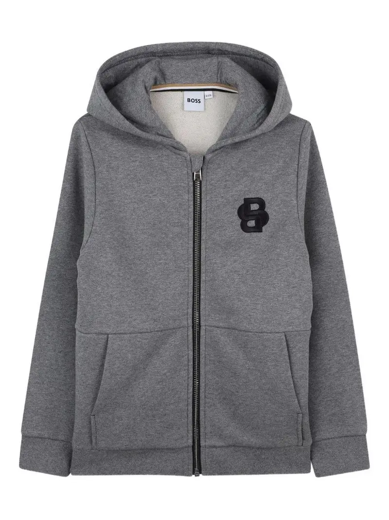 Boss Kidswear Felpa Grigia con Cappuccio per Bambini