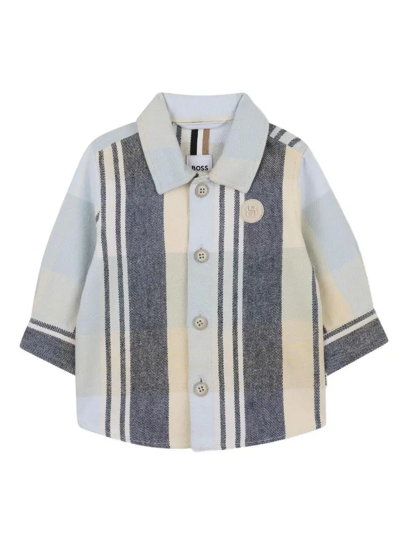 Boss Kidswear Camicia a Righe Blu Cielo