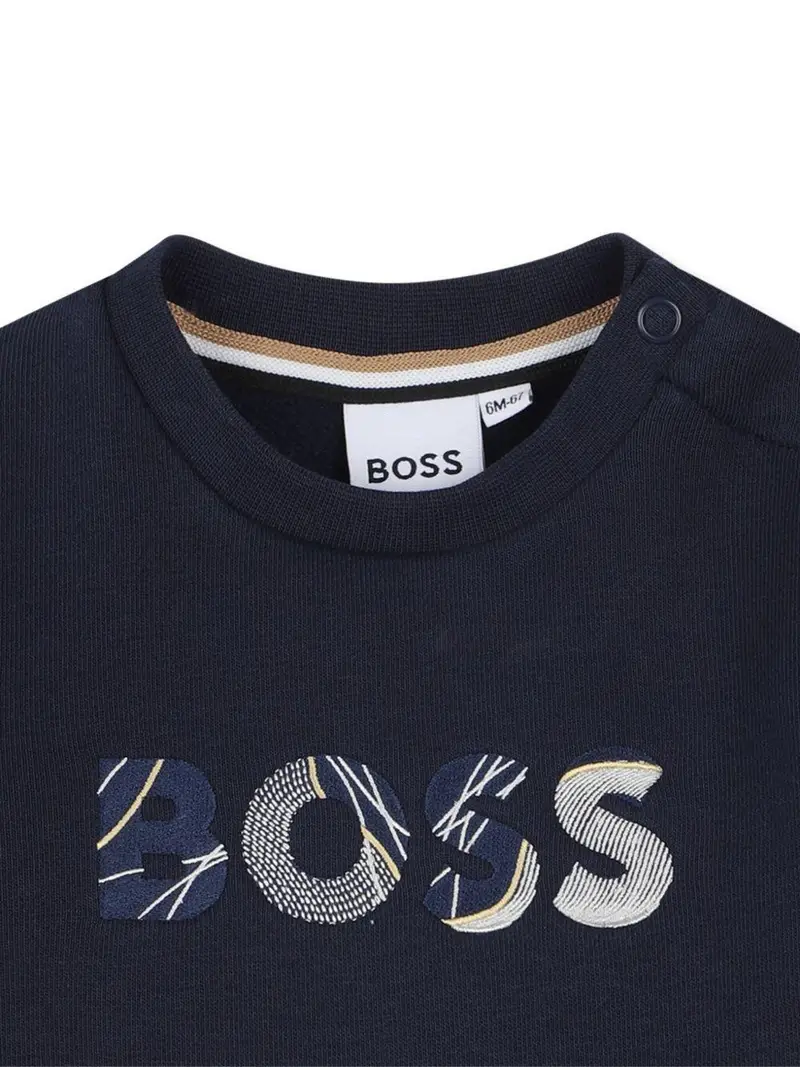Boss Kidswear Maglione blu navy con logo miniatura 3
