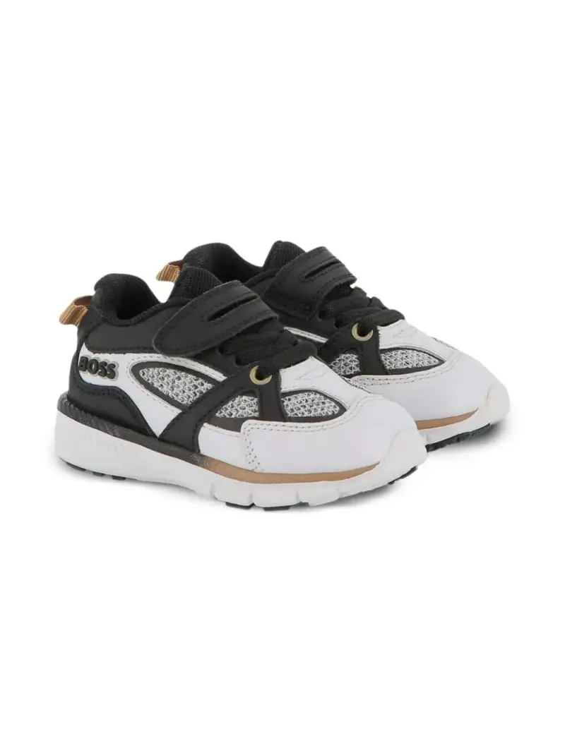 Sneakers Bicolore con Inserti in Rete Bianco Nero